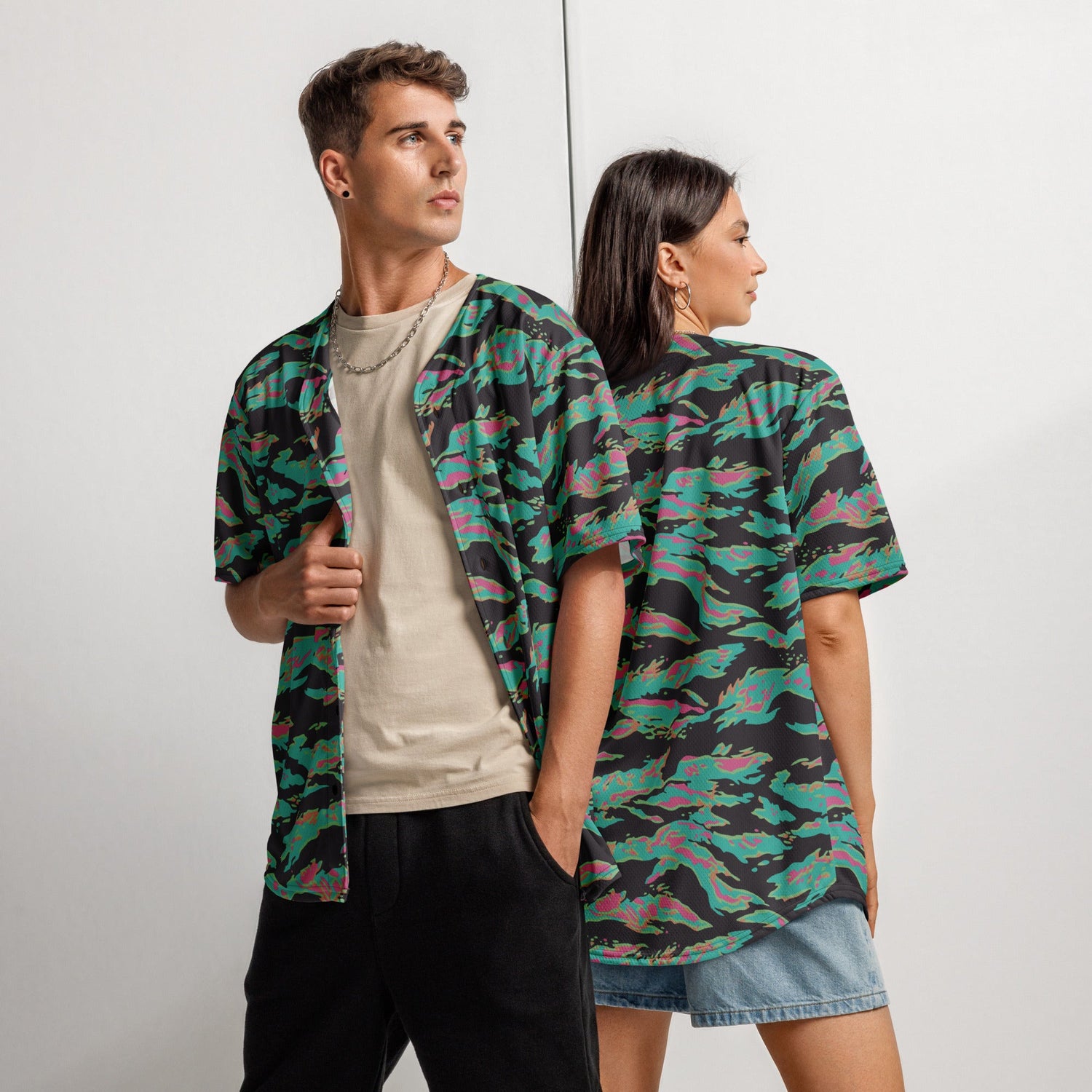 Miami Tiger Stripe CAMO Unisex Baseball Jersey - 2XS