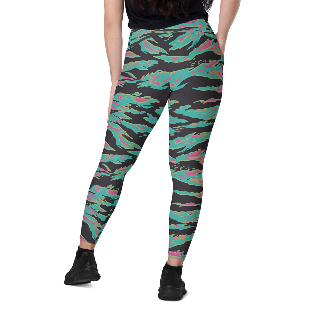 Miami Tiger Stripe CAMO Leggings with pockets - Womens With Pockets