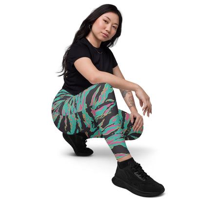 Miami Tiger Stripe CAMO Leggings with pockets - Womens With Pockets