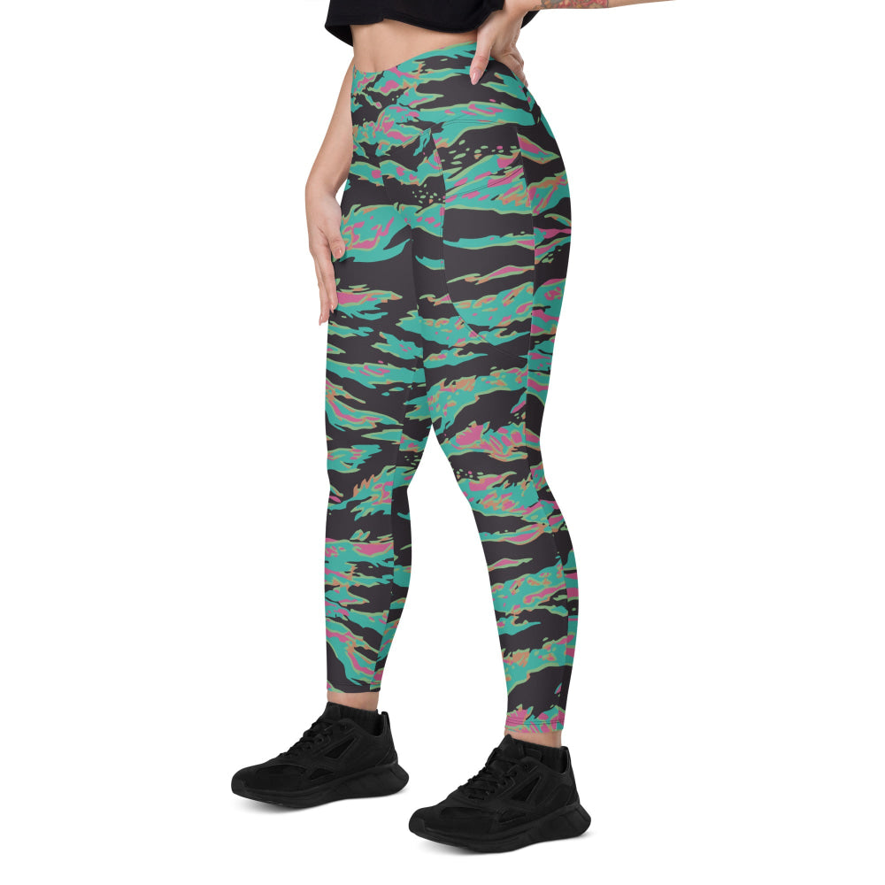 Miami Tiger Stripe CAMO Leggings with pockets - Womens With Pockets