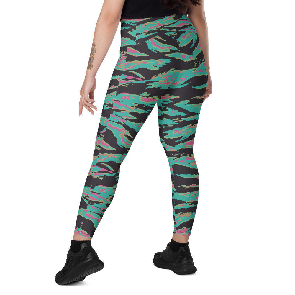 Miami Tiger Stripe CAMO Leggings with pockets - Womens With Pockets