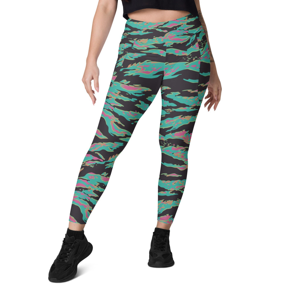 Miami Tiger Stripe CAMO Leggings with pockets - Womens With Pockets