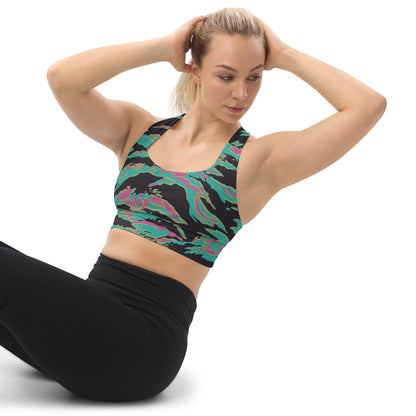 Miami Tiger Stripe CAMO Longline sports bra - Womens Sports Bra