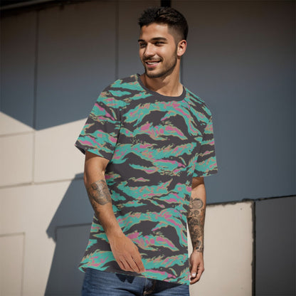 Miami Tiger Stripe CAMO Men’s 100% Cotton T-Shirt - Mens