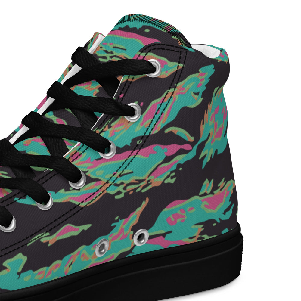 Miami Tiger Stripe CAMO Men’s high top canvas shoes - Mens High Top Canvas Shoes