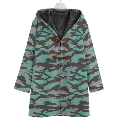 Miami Tiger Stripe CAMO Men’s Horn Buckle Sherpa Coat - S / White - Mens