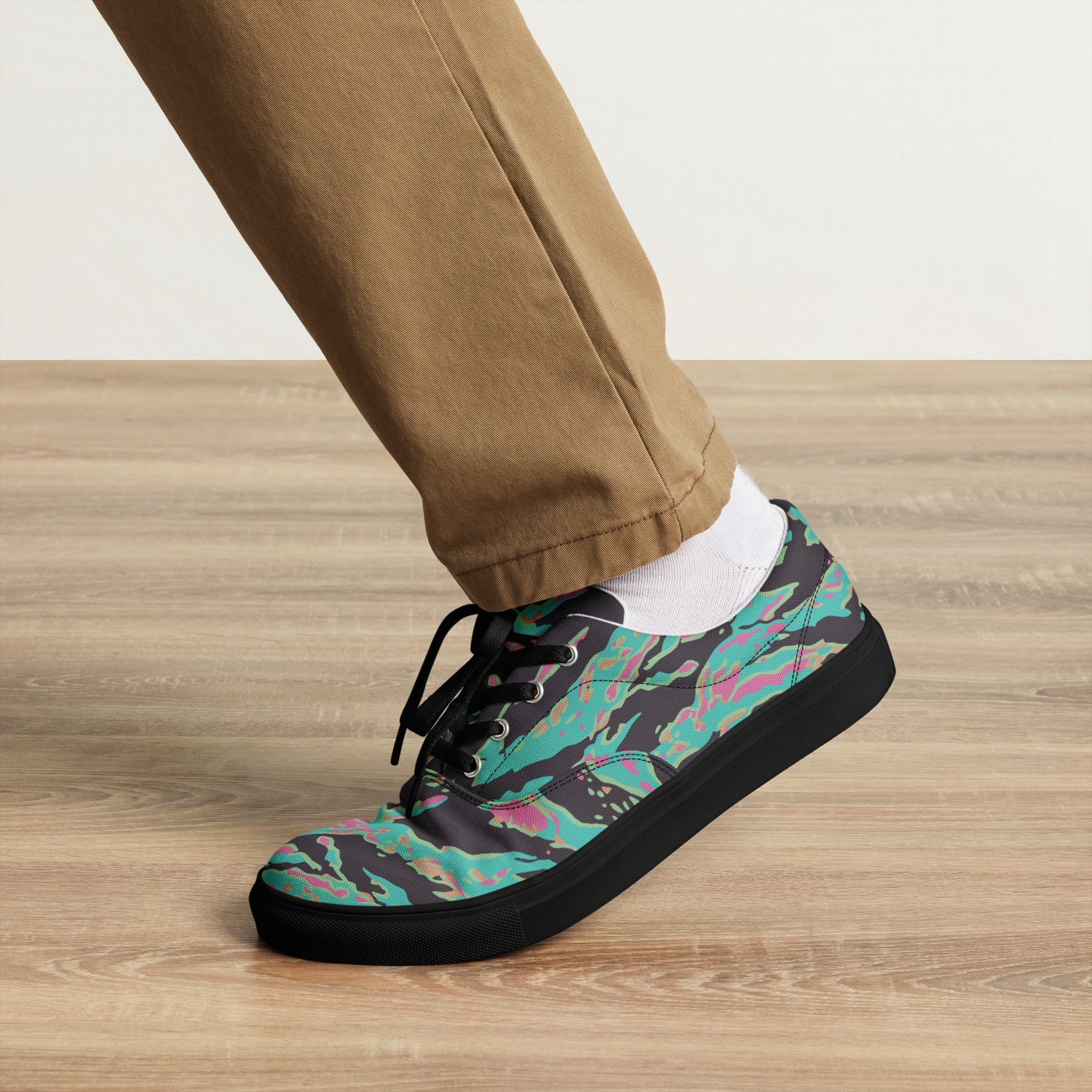 Miami Tiger Stripe CAMO Mens Lace-Up Canvas Shoes - Lace-up