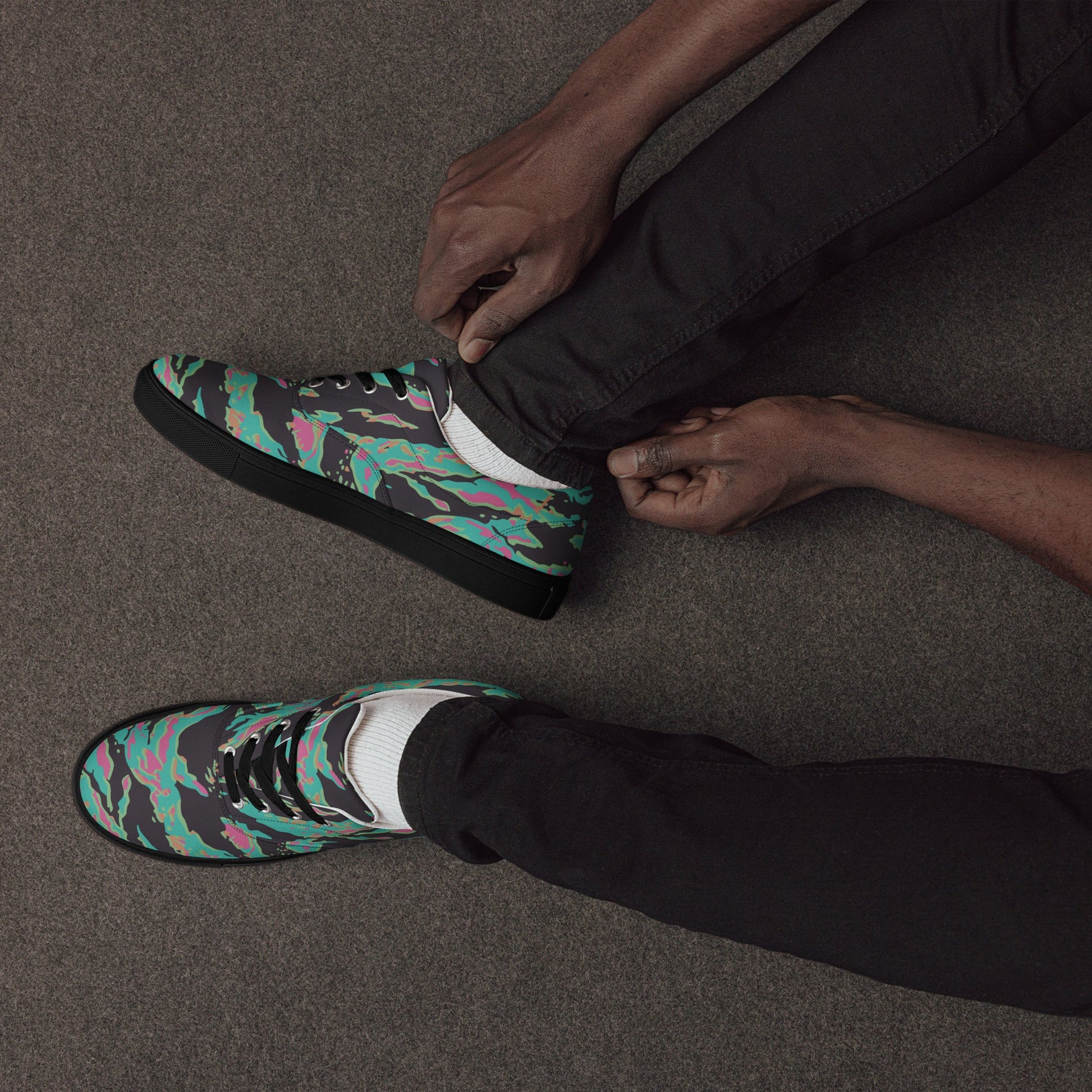 Miami Tiger Stripe CAMO Mens Lace-Up Canvas Shoes - Lace-up