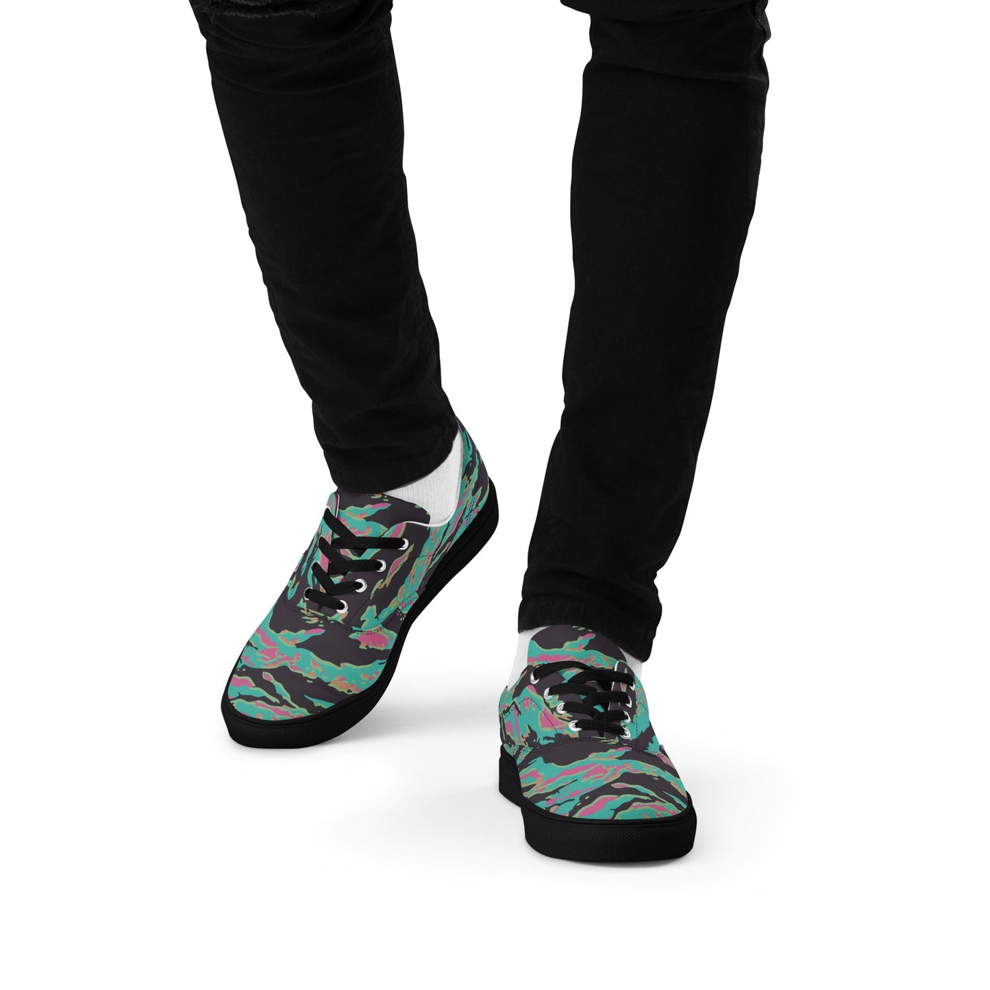 Miami Tiger Stripe CAMO Mens Lace-Up Canvas Shoes - Lace-up