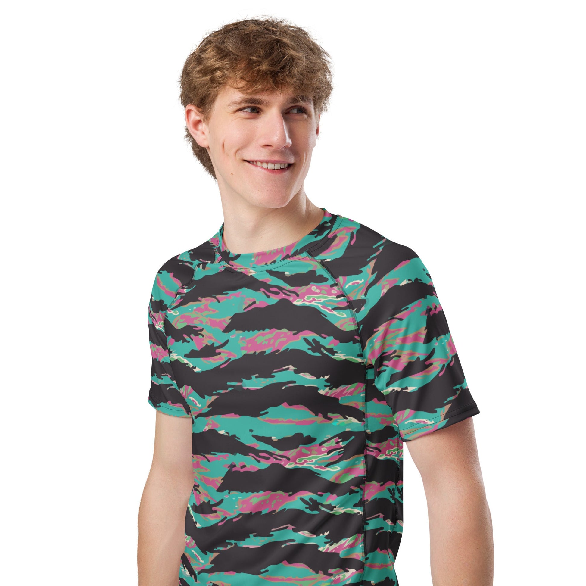 Miami Tiger Stripe CAMO Mens Short-Sleeve Rash Guard - Short-sleeve Guards