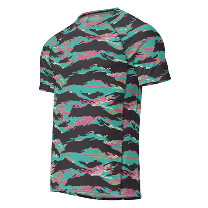Miami Tiger Stripe CAMO Mens Short-Sleeve Rash Guard - Short-sleeve Guards