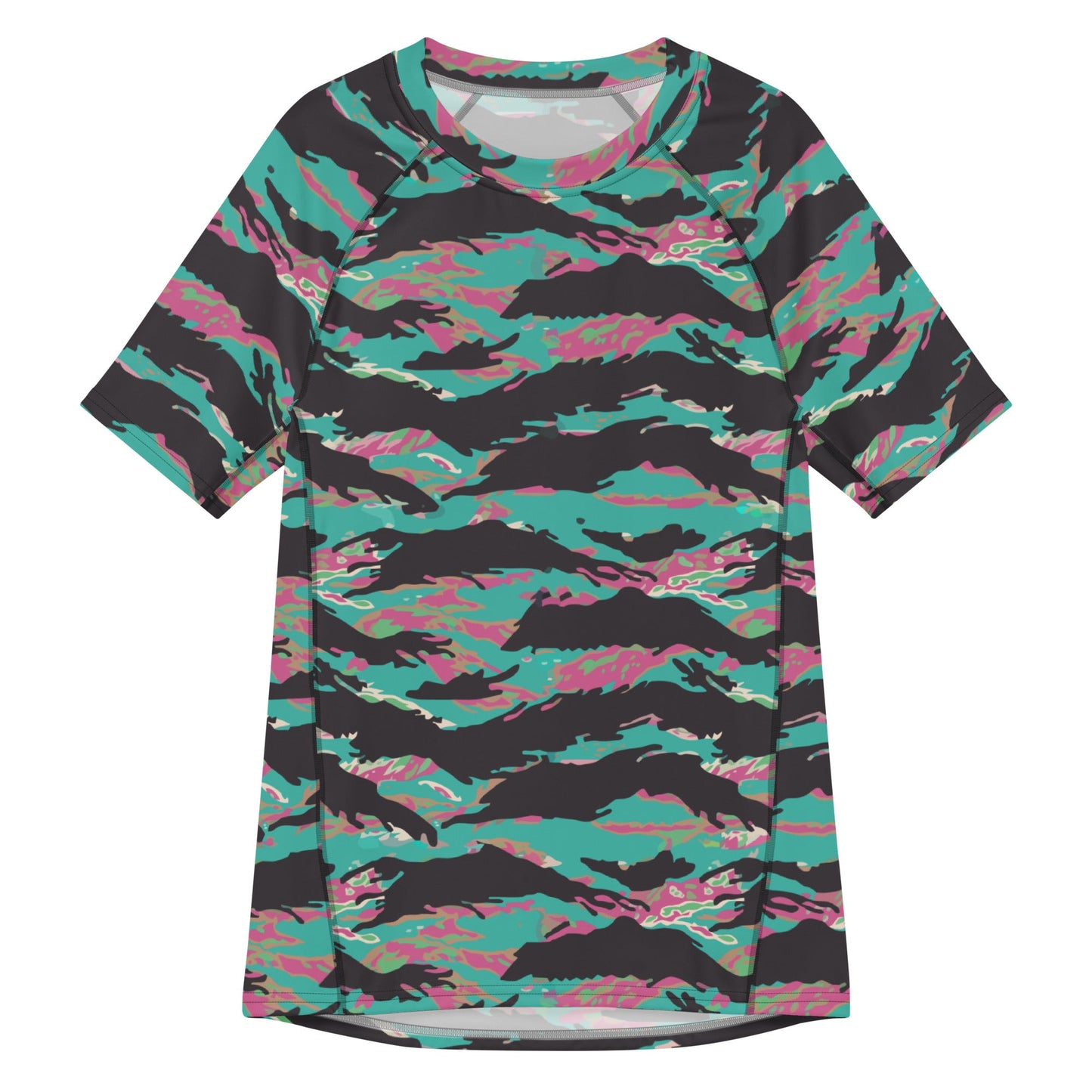 Miami Tiger Stripe CAMO Mens Short-Sleeve Rash Guard - 2XS - Short-sleeve Guards