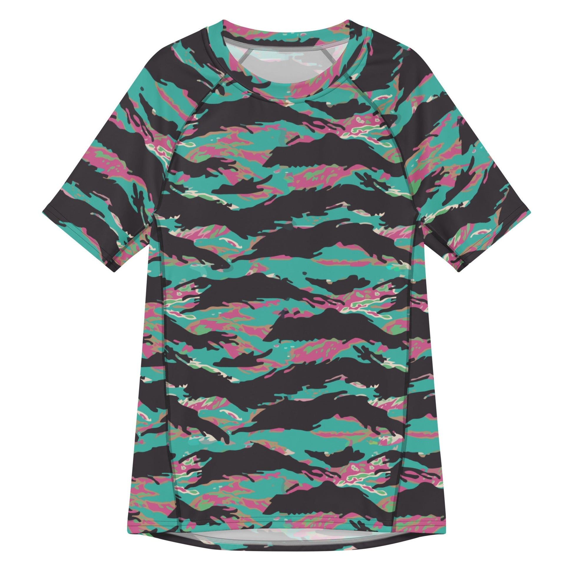 Miami Tiger Stripe CAMO Mens Short-Sleeve Rash Guard - 2XS - Short-sleeve Guards