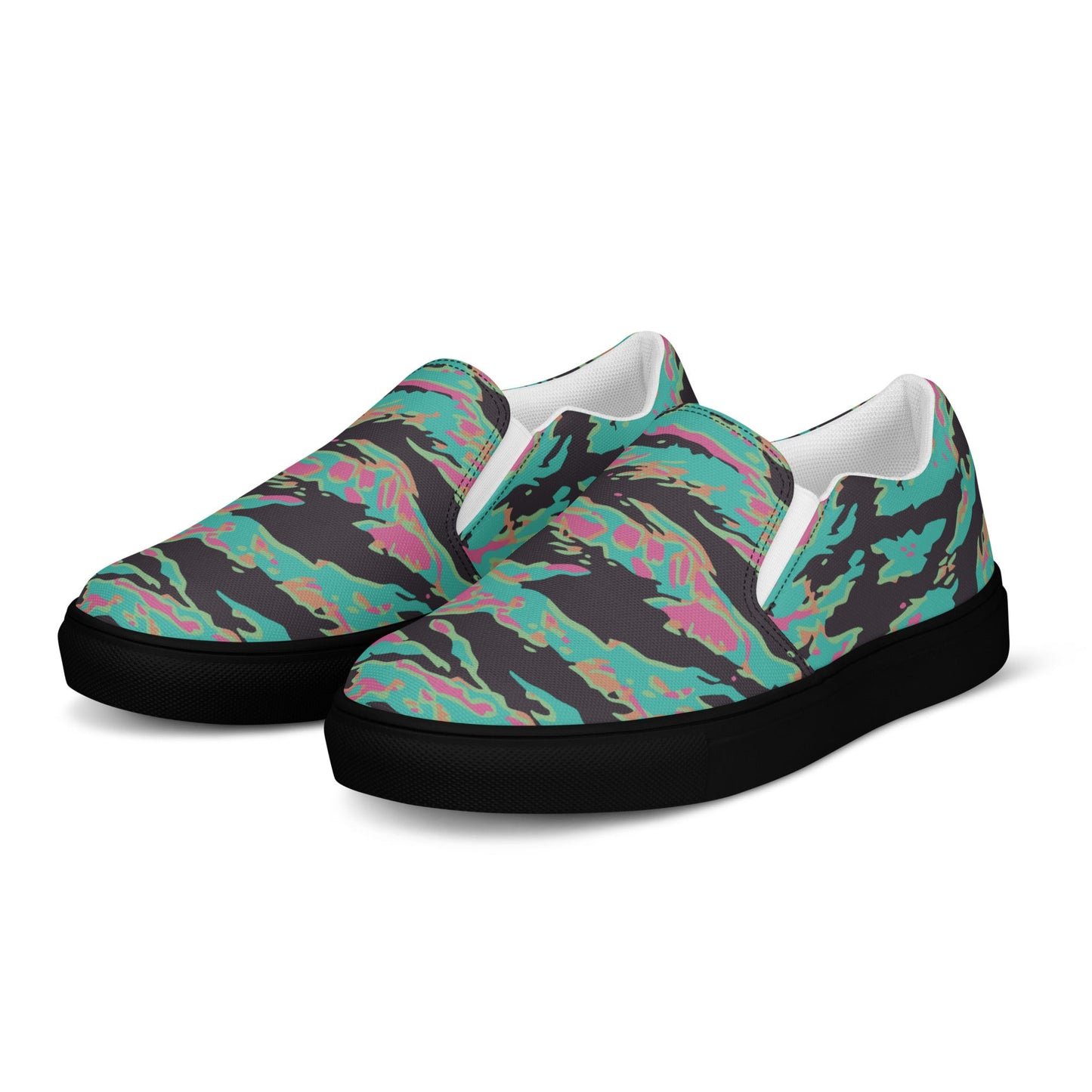 Miami Tiger Stripe CAMO Mens Slip-On Canvas Shoes