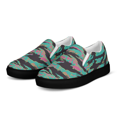 Miami Tiger Stripe CAMO Mens Slip-On Canvas Shoes