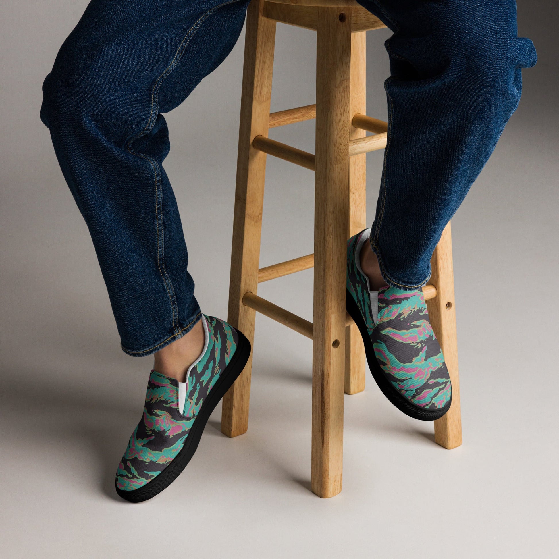 Miami Tiger Stripe CAMO Mens Slip-On Canvas Shoes