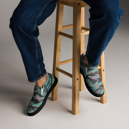 Miami Tiger Stripe CAMO Mens Slip-On Canvas Shoes