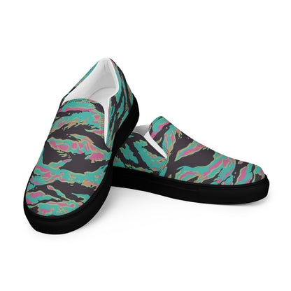 Miami Tiger Stripe CAMO Mens Slip-On Canvas Shoes - 5