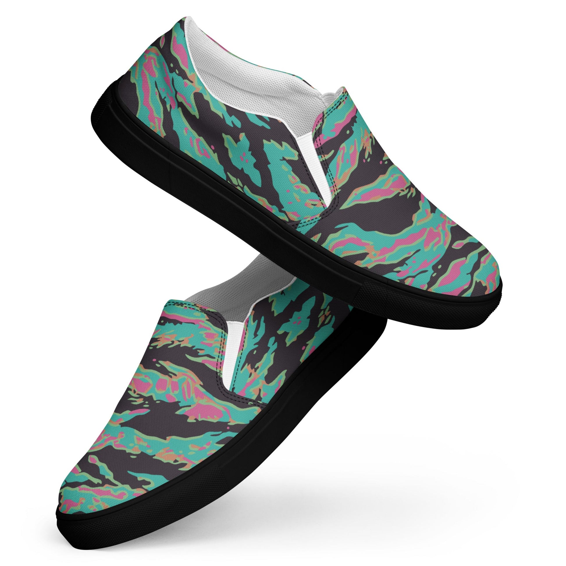 Miami Tiger Stripe CAMO Mens Slip-On Canvas Shoes