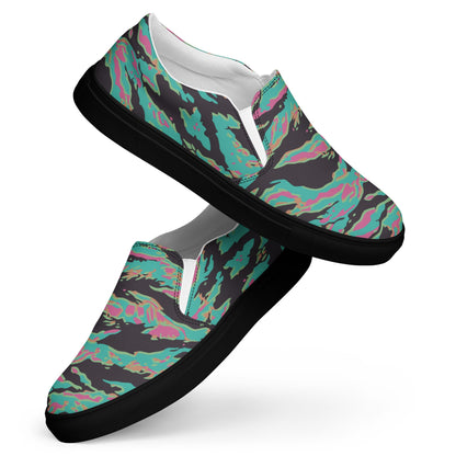 Miami Tiger Stripe CAMO Mens Slip-On Canvas Shoes