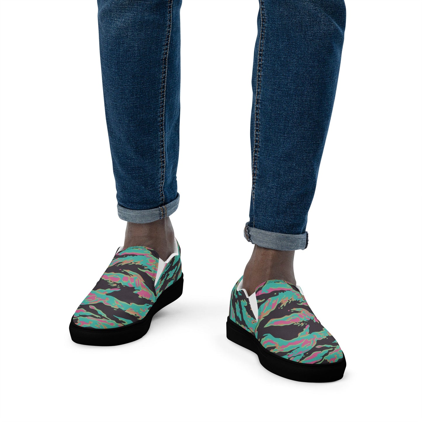 Miami Tiger Stripe CAMO Mens Slip-On Canvas Shoes