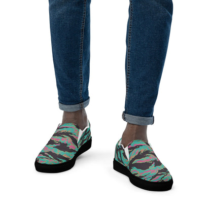 Miami Tiger Stripe CAMO Mens Slip-On Canvas Shoes