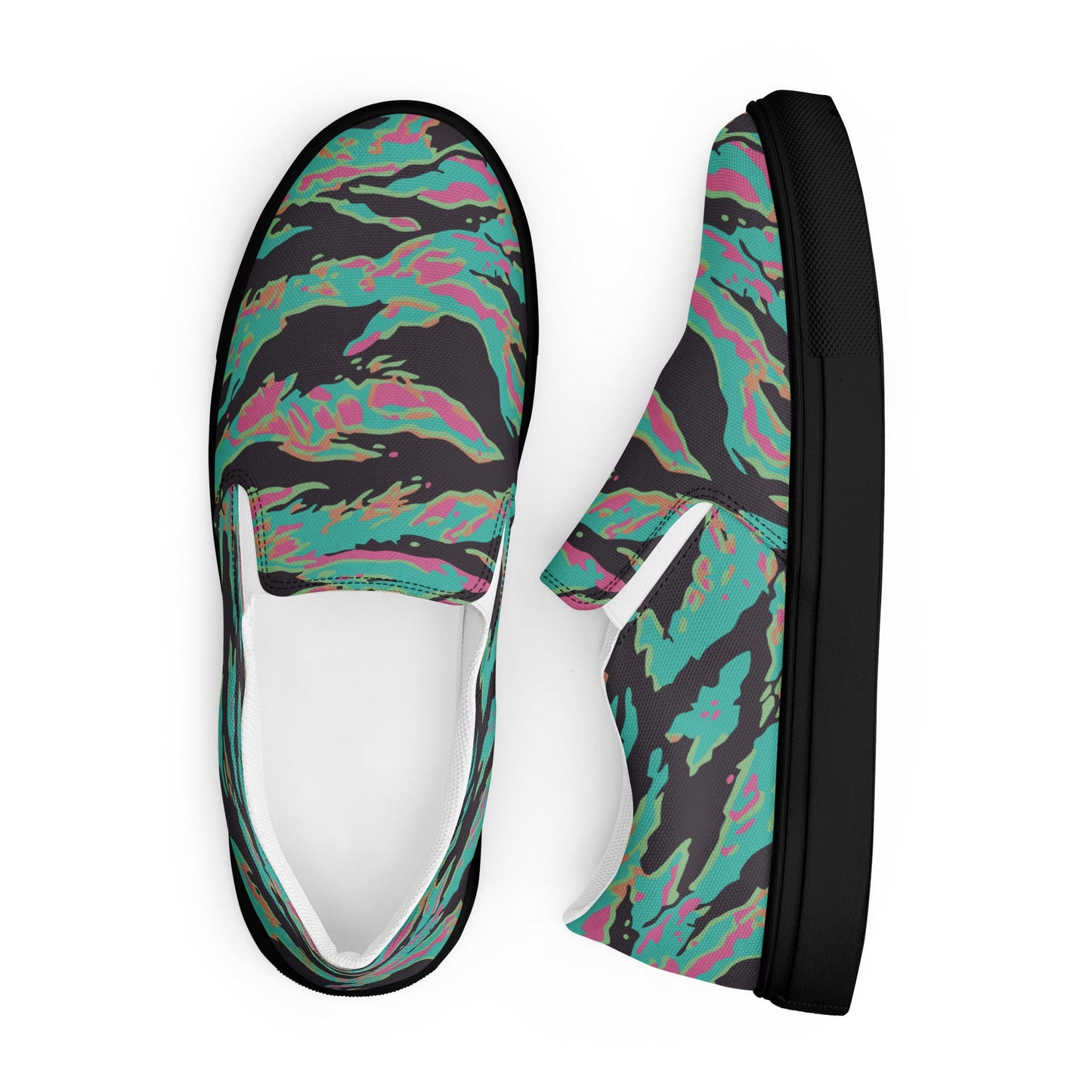 Miami Tiger Stripe CAMO Mens Slip-On Canvas Shoes