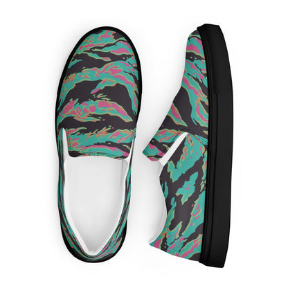 Miami Tiger Stripe CAMO Mens Slip-On Canvas Shoes