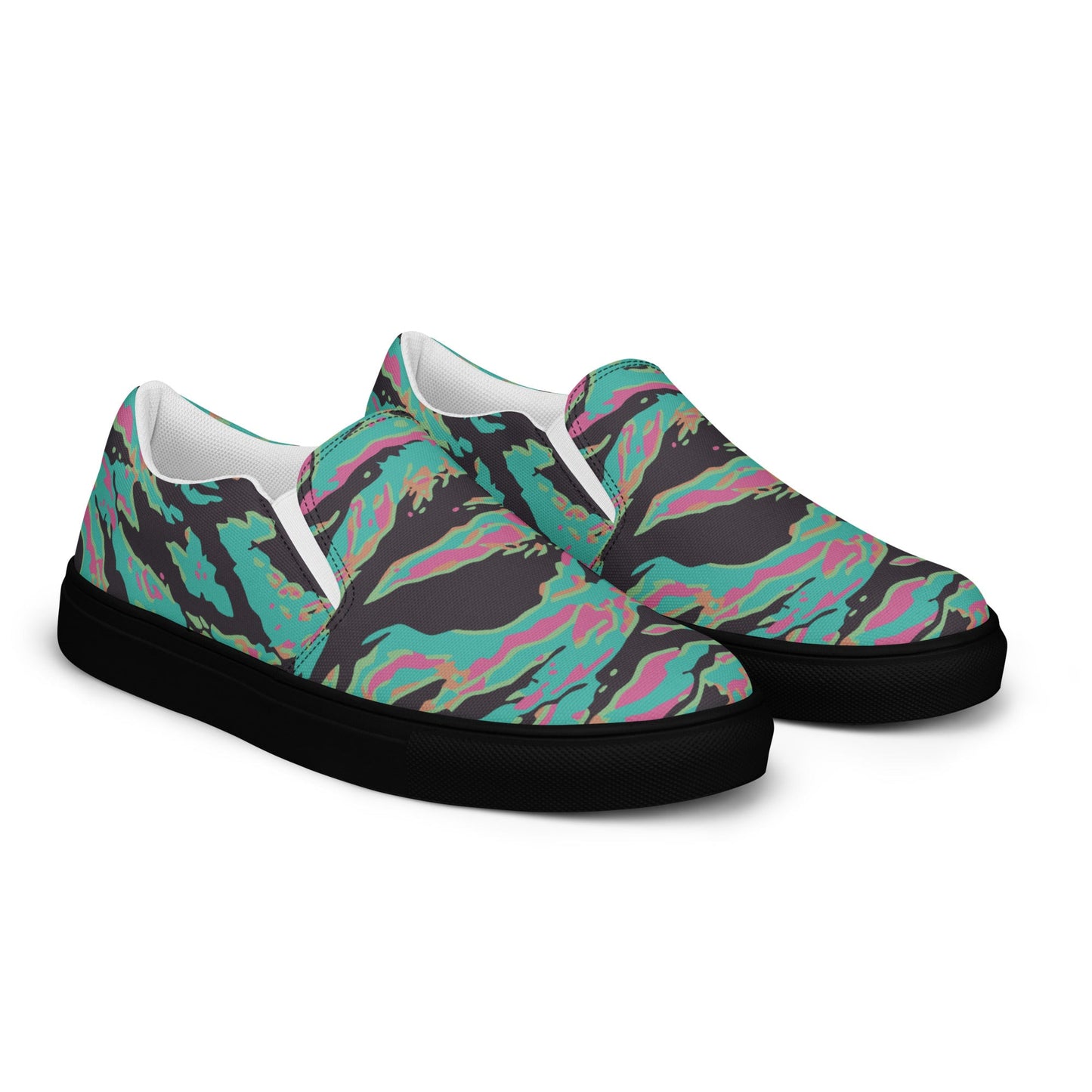 Miami Tiger Stripe CAMO Mens Slip-On Canvas Shoes