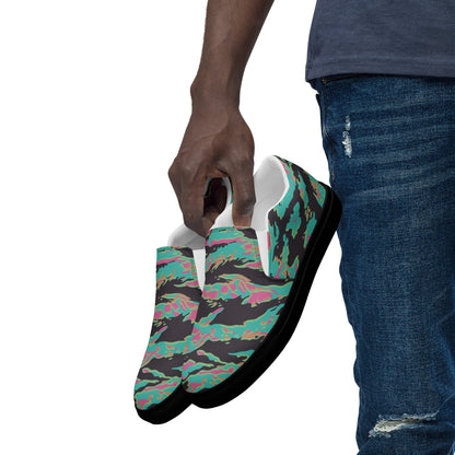 Miami Tiger Stripe CAMO Mens Slip-On Canvas Shoes