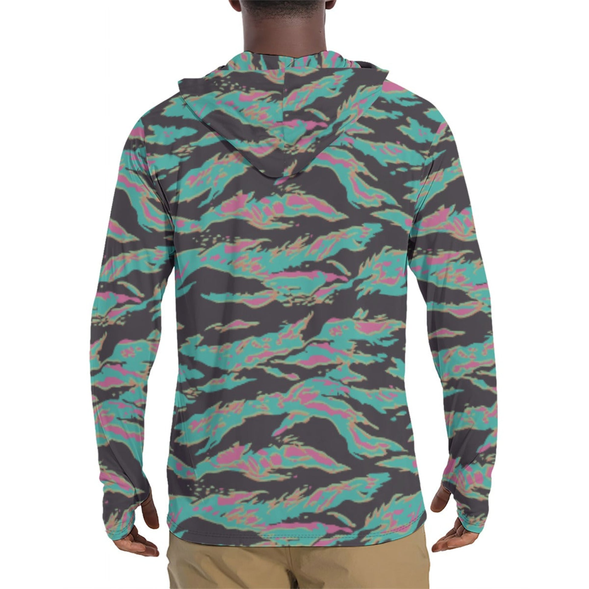 Miami Tiger Stripe CAMO Mens Sunscreen Sports Hoodie With Thumb Holes - Hoodies