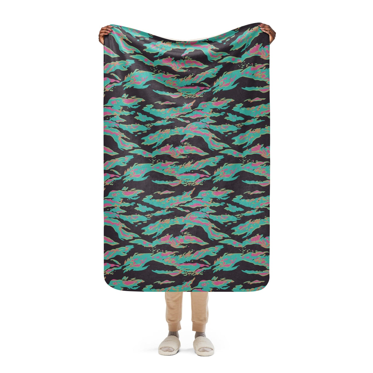 Miami Tiger Stripe CAMO Sherpa blanket - 37″×57″ - Blankets
