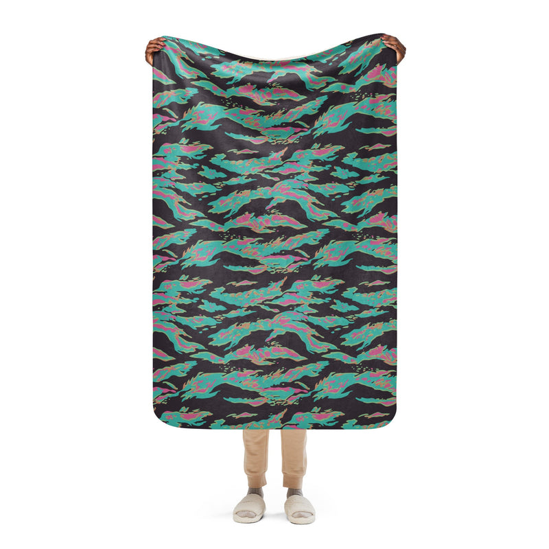 Tiger Stripe Miami CAMO Sherpa Blanket - 37″×57″