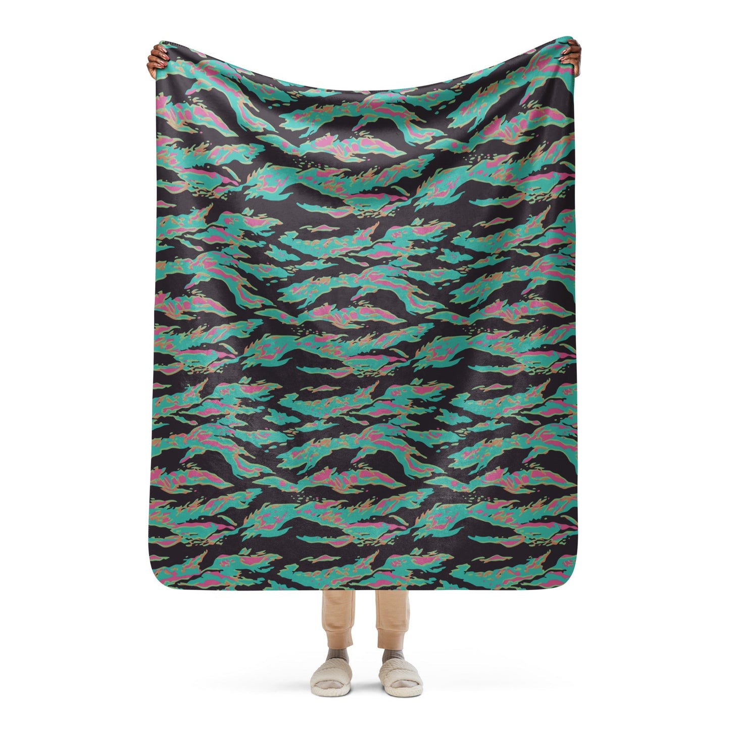 Miami Tiger Stripe CAMO Sherpa blanket - 50″×60″ - Blankets