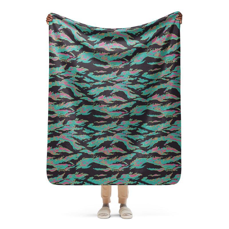 Tiger Stripe Miami CAMO Sherpa Blanket - 50″×60″
