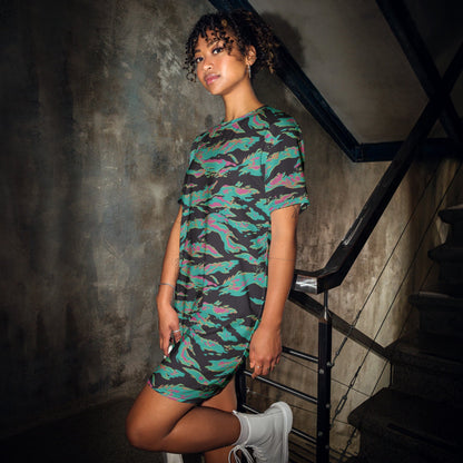 Miami Tiger Stripe CAMO T-shirt dress - 2XS - Womens T-Shirt Dress