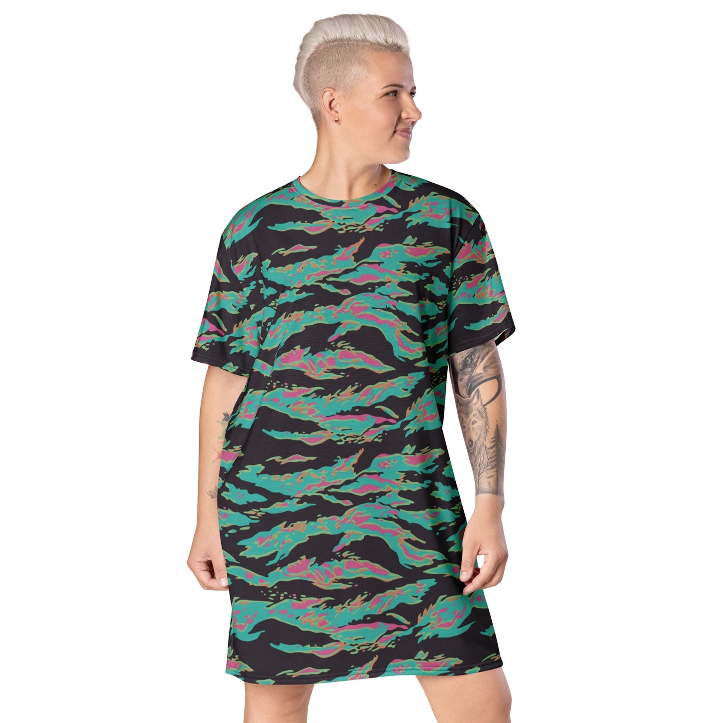 Miami Tiger Stripe CAMO T-shirt dress - 2XS - Womens T-Shirt Dresses