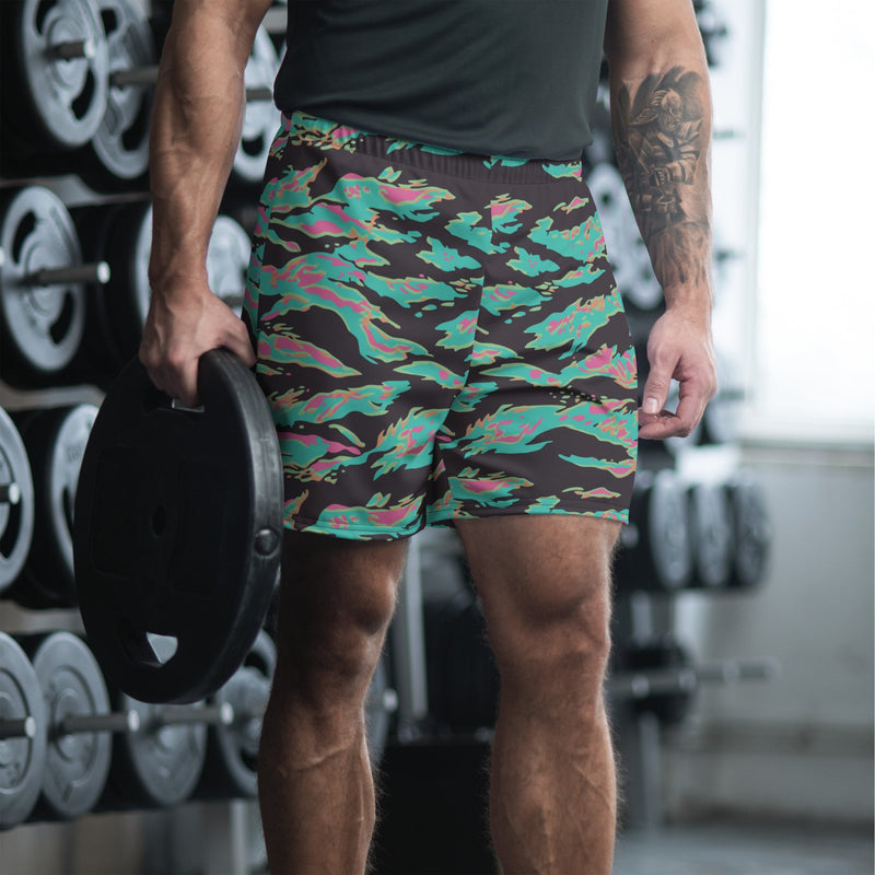 Tiger Stripe Miami CAMO Unisex Athletic Long Shorts - XS