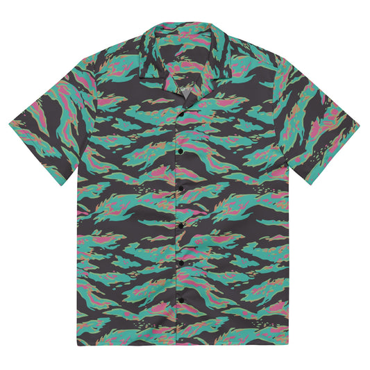Miami Tiger Stripe CAMO Unisex button shirt - 2XS - Button Shirts