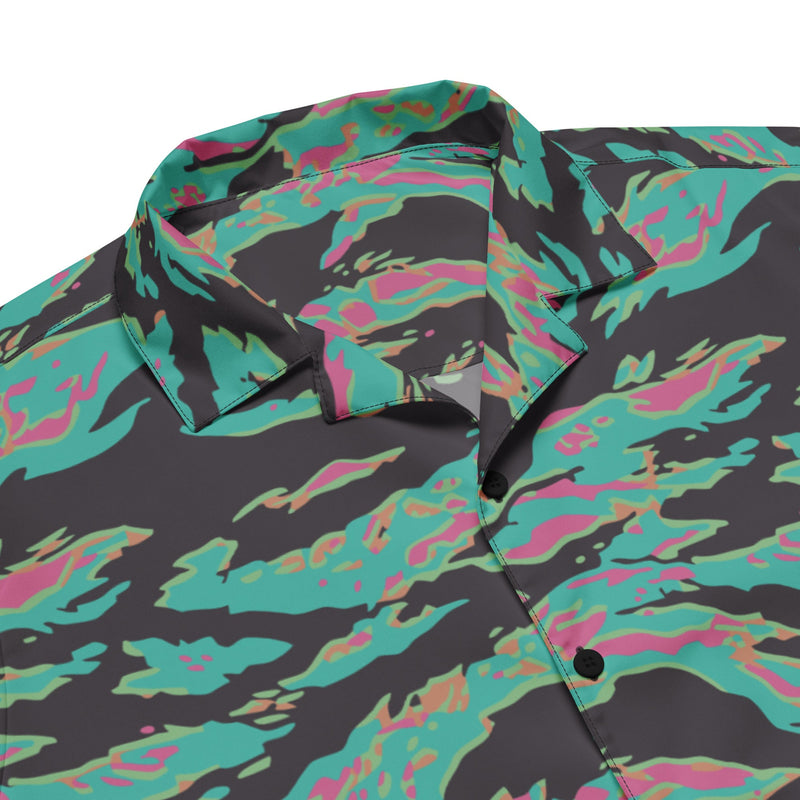 Tiger Stripe Miami CAMO Unisex Short-Sleeve Button Shirt - Button-Up