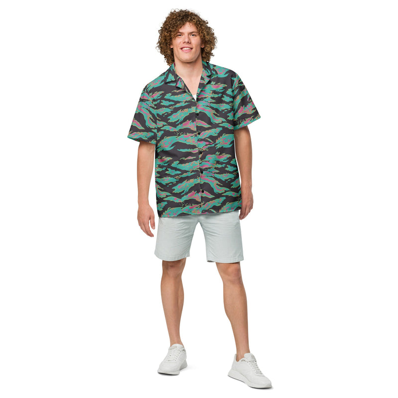 Tiger Stripe Miami CAMO Unisex Short-Sleeve Button Shirt - Button-Up