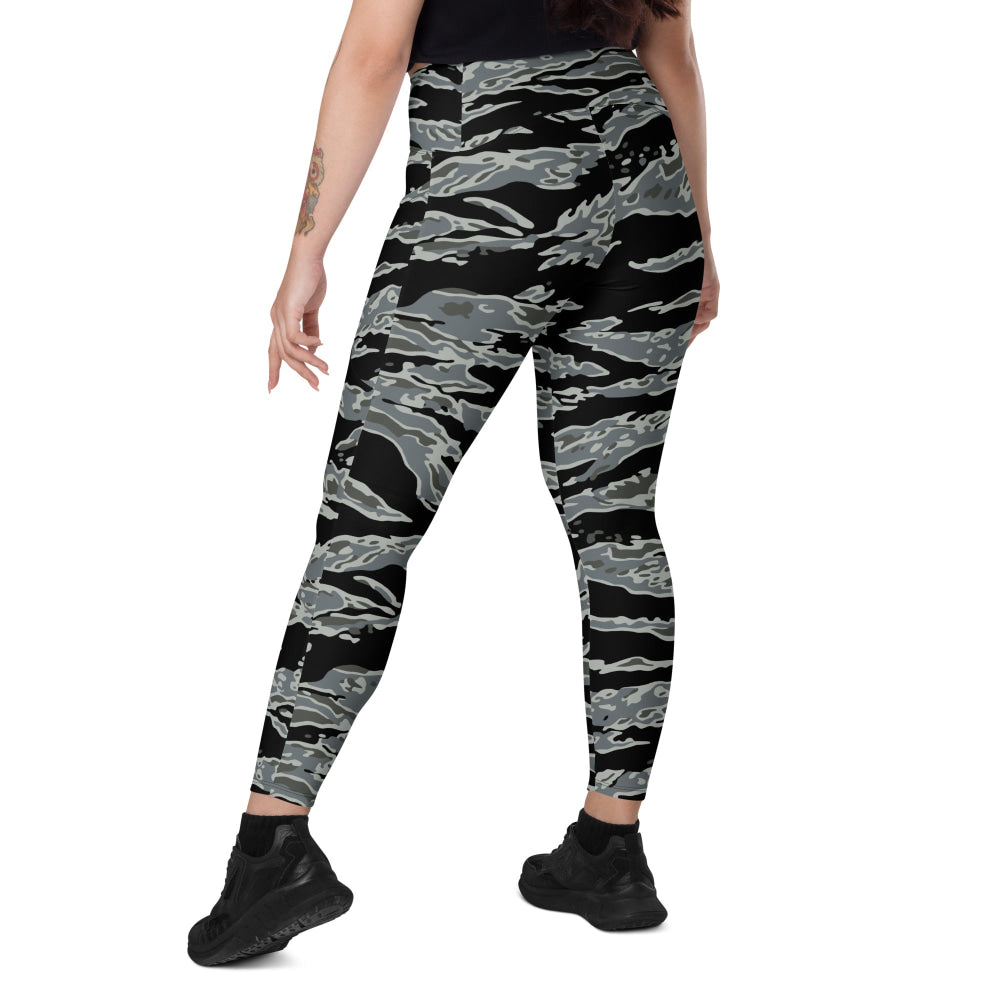 Miami Tiger Stripe Urban Grey CAMO Leggings with pockets - Womens With Pockets