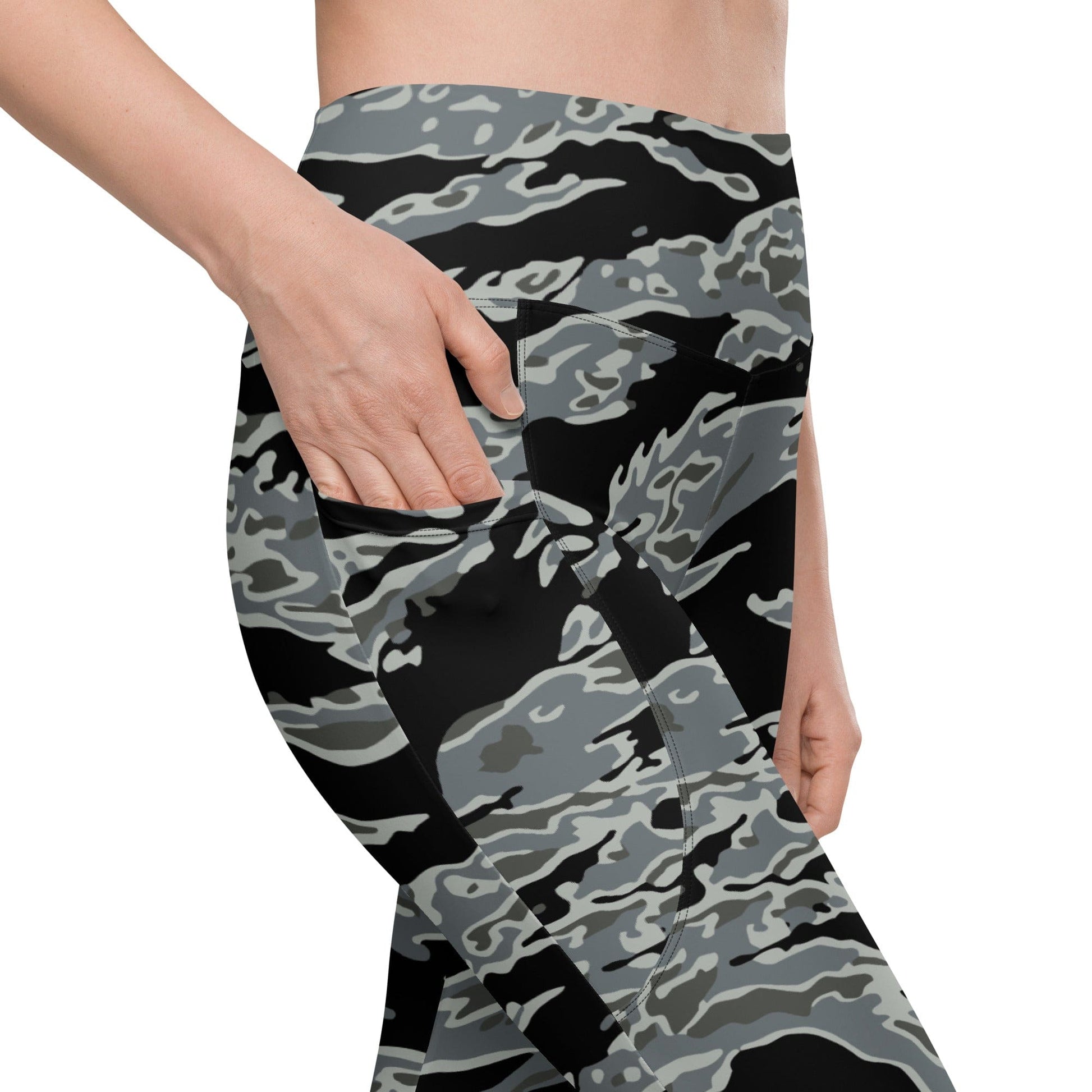 Miami Tiger Stripe Urban Grey CAMO Leggings with pockets - Womens With Pockets