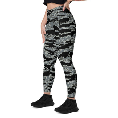 Miami Tiger Stripe Urban Grey CAMO Leggings with pockets - Womens With Pockets