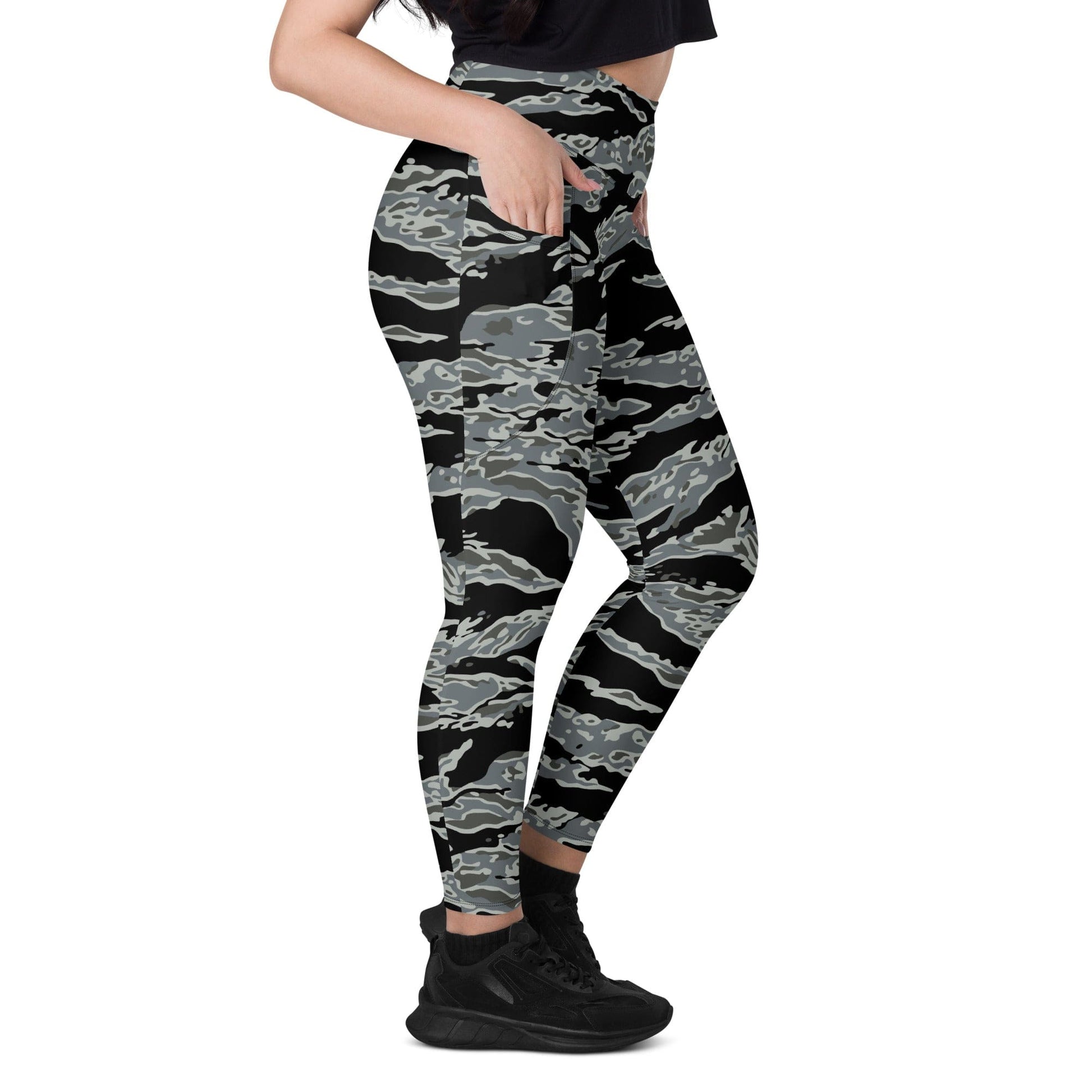 Miami Tiger Stripe Urban Grey CAMO Leggings with pockets - Womens With Pockets