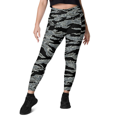 Miami Tiger Stripe Urban Grey CAMO Leggings with pockets - Womens With Pockets