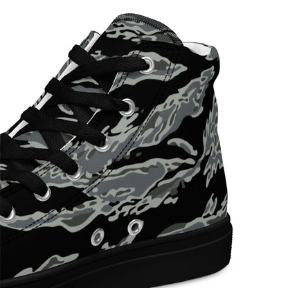 Miami Tiger Stripe Urban Grey CAMO Men’s high top canvas shoes - Mens High Top Canvas Shoes