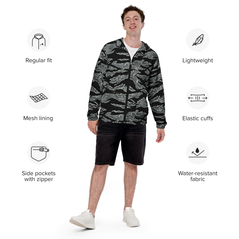 Miami Tiger Stripe Urban Grey CAMO Men’s windbreaker - Mens Windbreaker