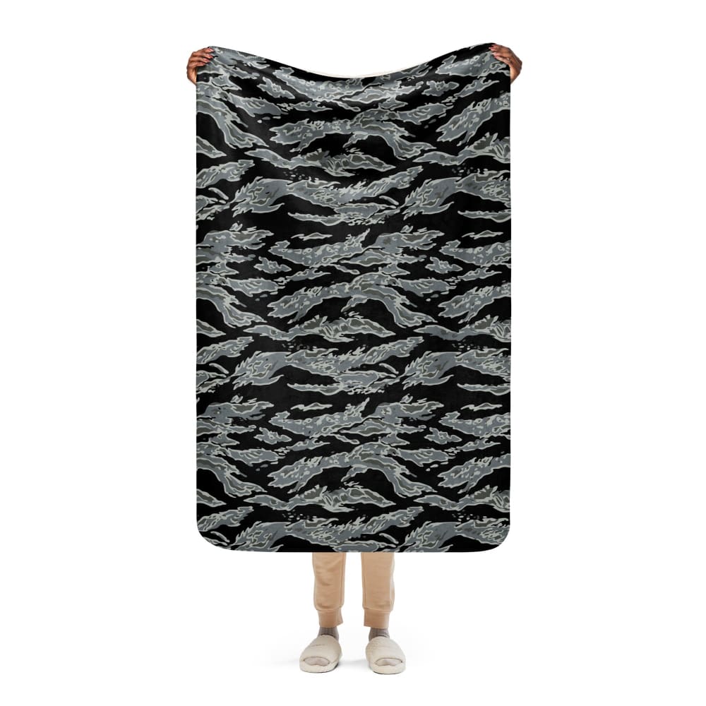 Miami Tiger Stripe Urban Grey CAMO Sherpa blanket - 37″×57″