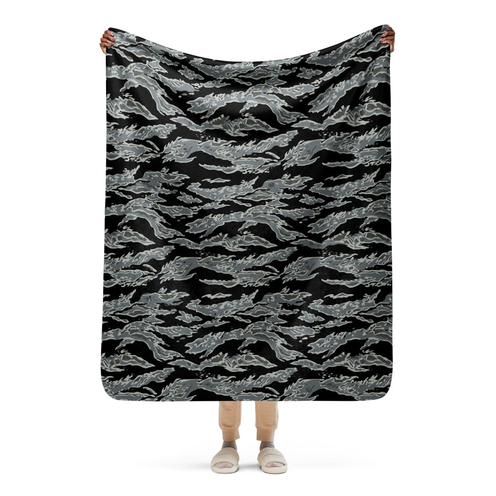 Miami Tiger Stripe Urban Grey CAMO Sherpa blanket - 50″×60″ - Blanket